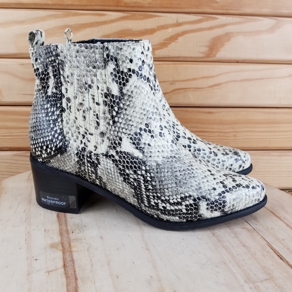 NEW Blondo Elvina Bootie Ankle Boots Snakeskin Leather Boho Mobwife Western 8.5
